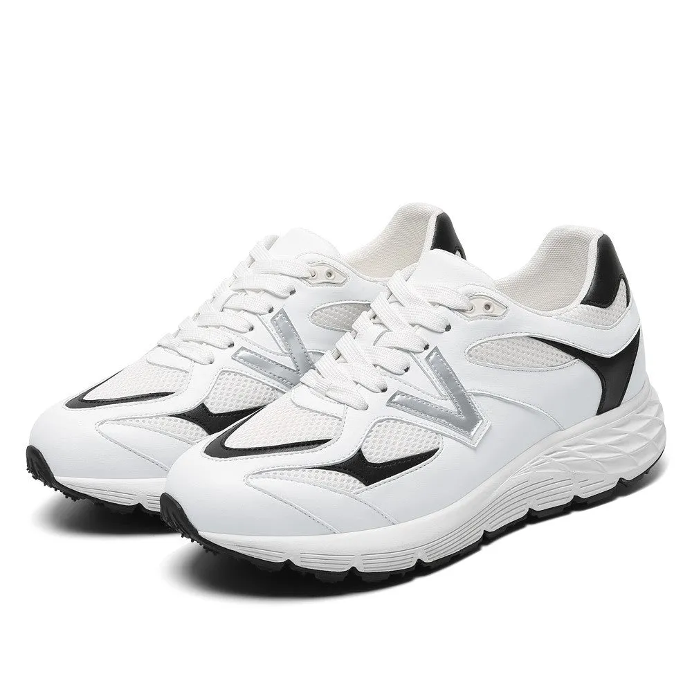 8 CM/3.15 Inches CMR CHAMARIPA Men's Elevator Sneakers – Breathable White Mesh Height-Boost Shoes