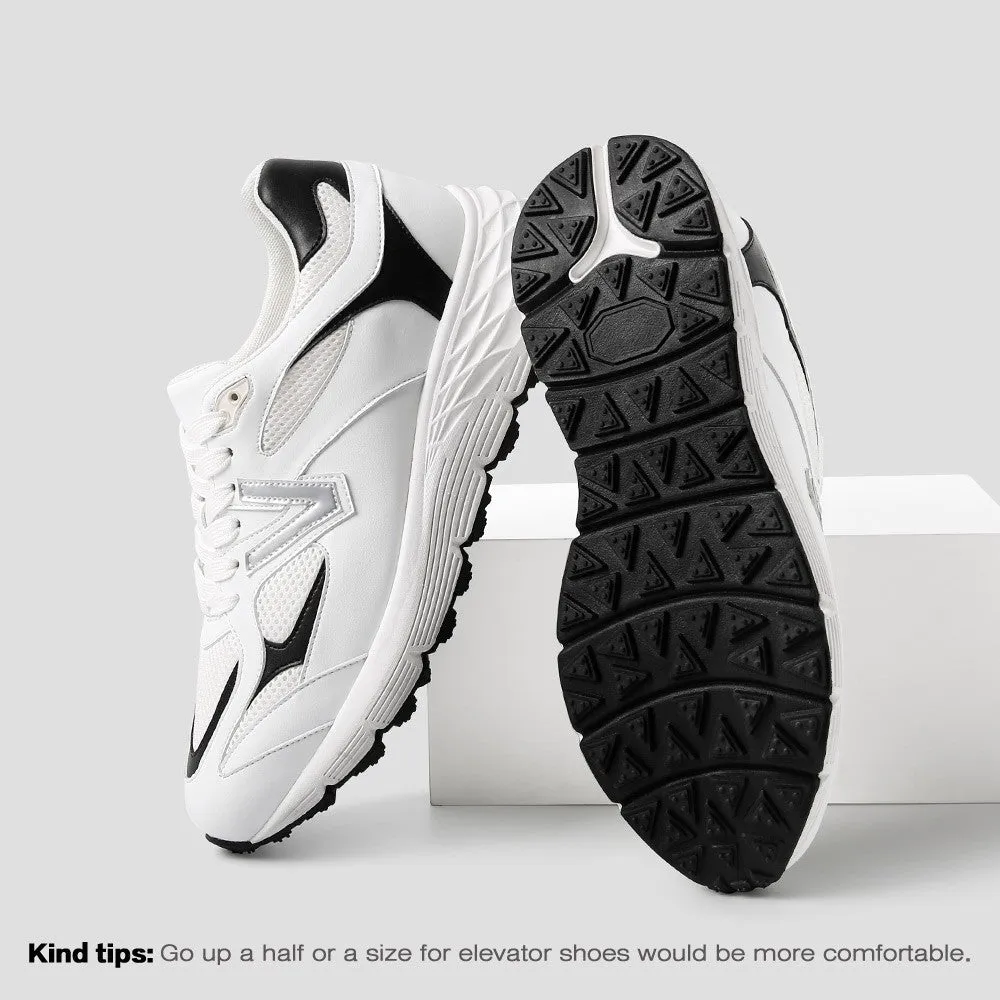 8 CM/3.15 Inches CMR CHAMARIPA Men's Elevator Sneakers – Breathable White Mesh Height-Boost Shoes