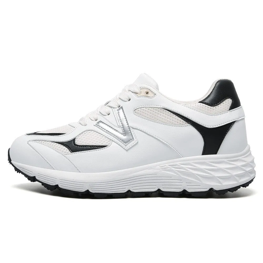 8 CM/3.15 Inches CMR CHAMARIPA Men's Elevator Sneakers – Breathable White Mesh Height-Boost Shoes