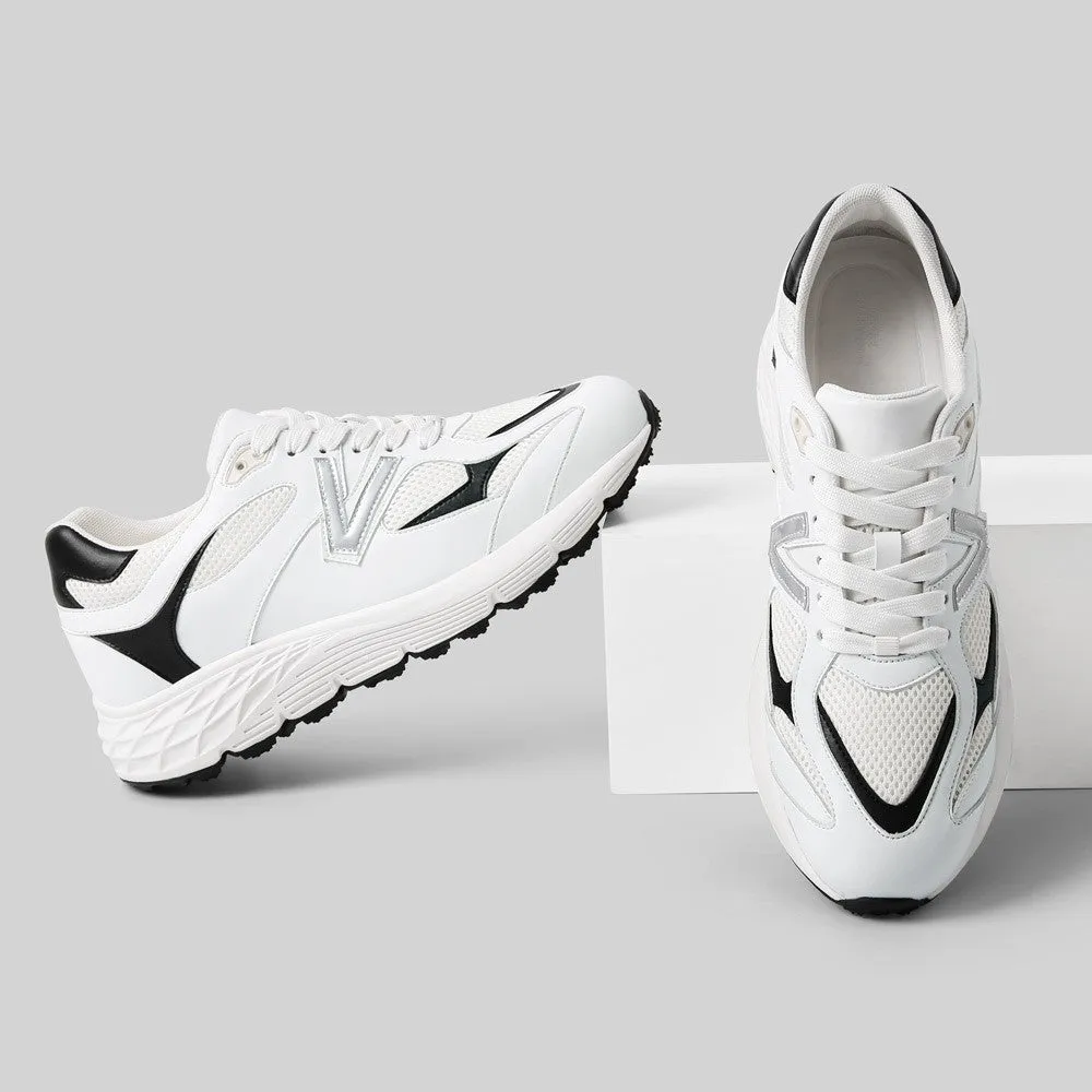 8 CM/3.15 Inches CMR CHAMARIPA Men's Elevator Sneakers – Breathable White Mesh Height-Boost Shoes