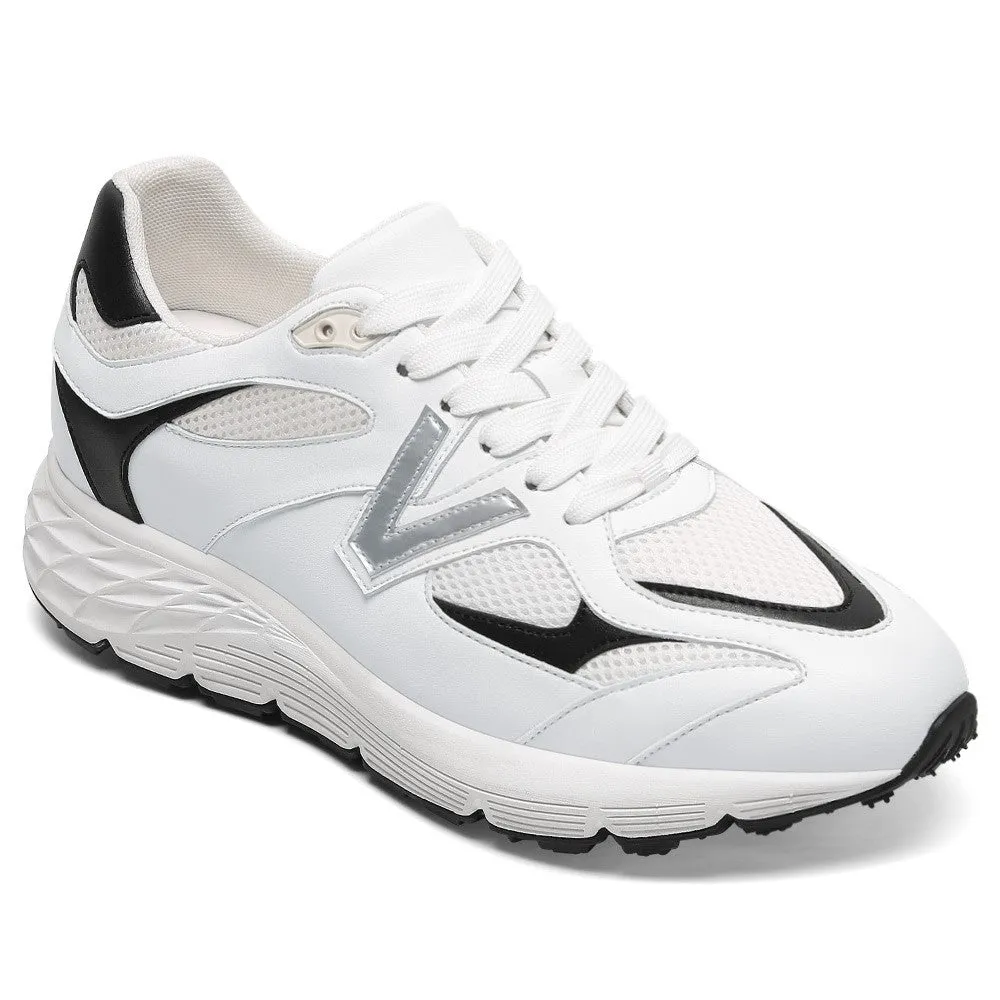 8 CM/3.15 Inches CMR CHAMARIPA Men's Elevator Sneakers – Breathable White Mesh Height-Boost Shoes