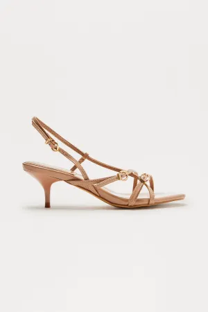 Avenue Buckle Slingback Heels - Nude