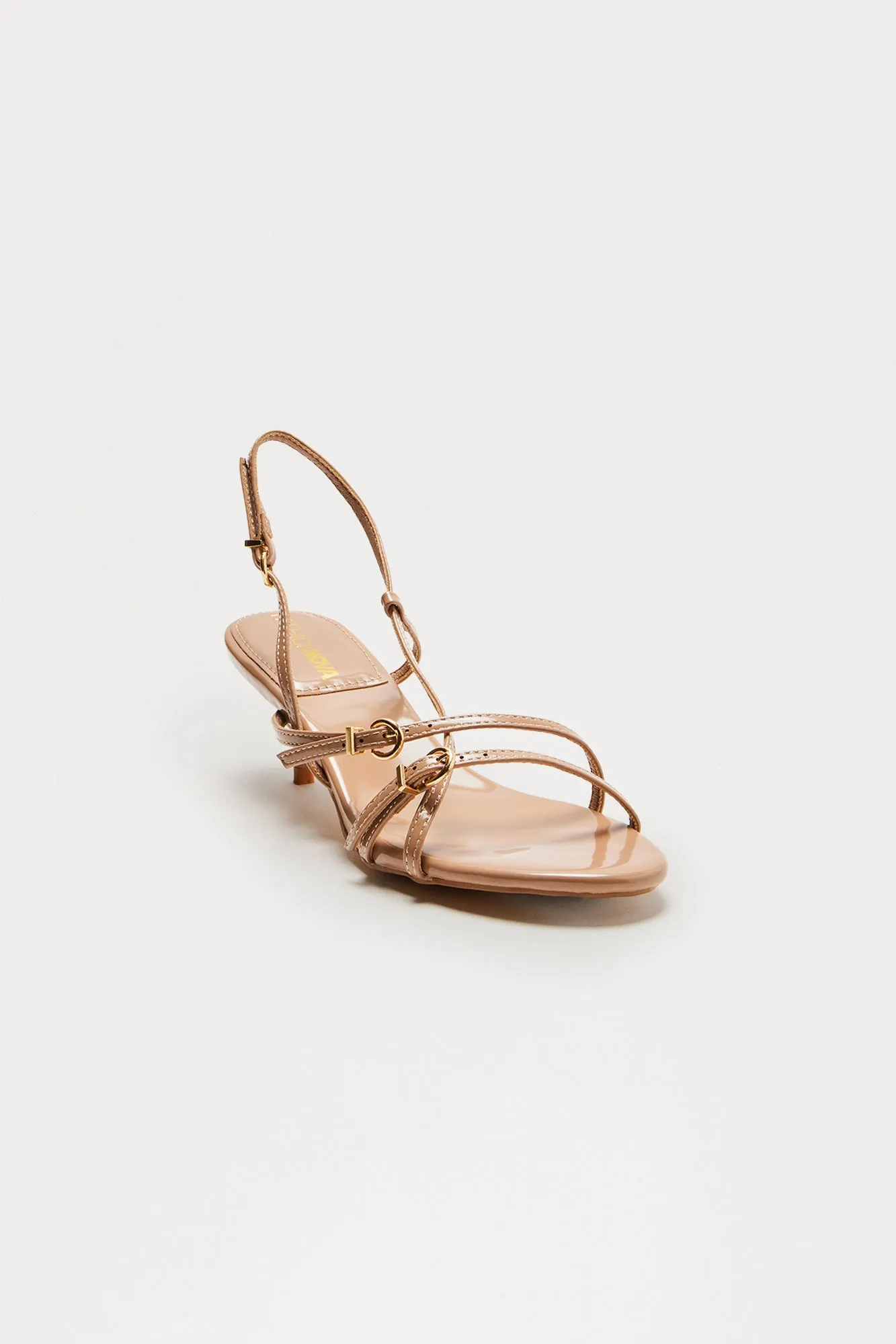 Avenue Buckle Slingback Heels - Nude