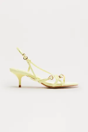 Avenue Buckle Slingback Heels - Yellow