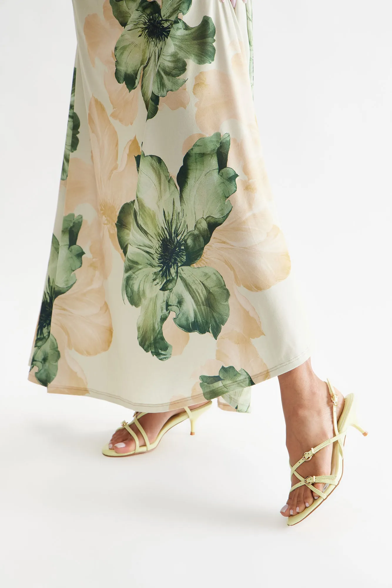 Avenue Buckle Slingback Heels - Yellow