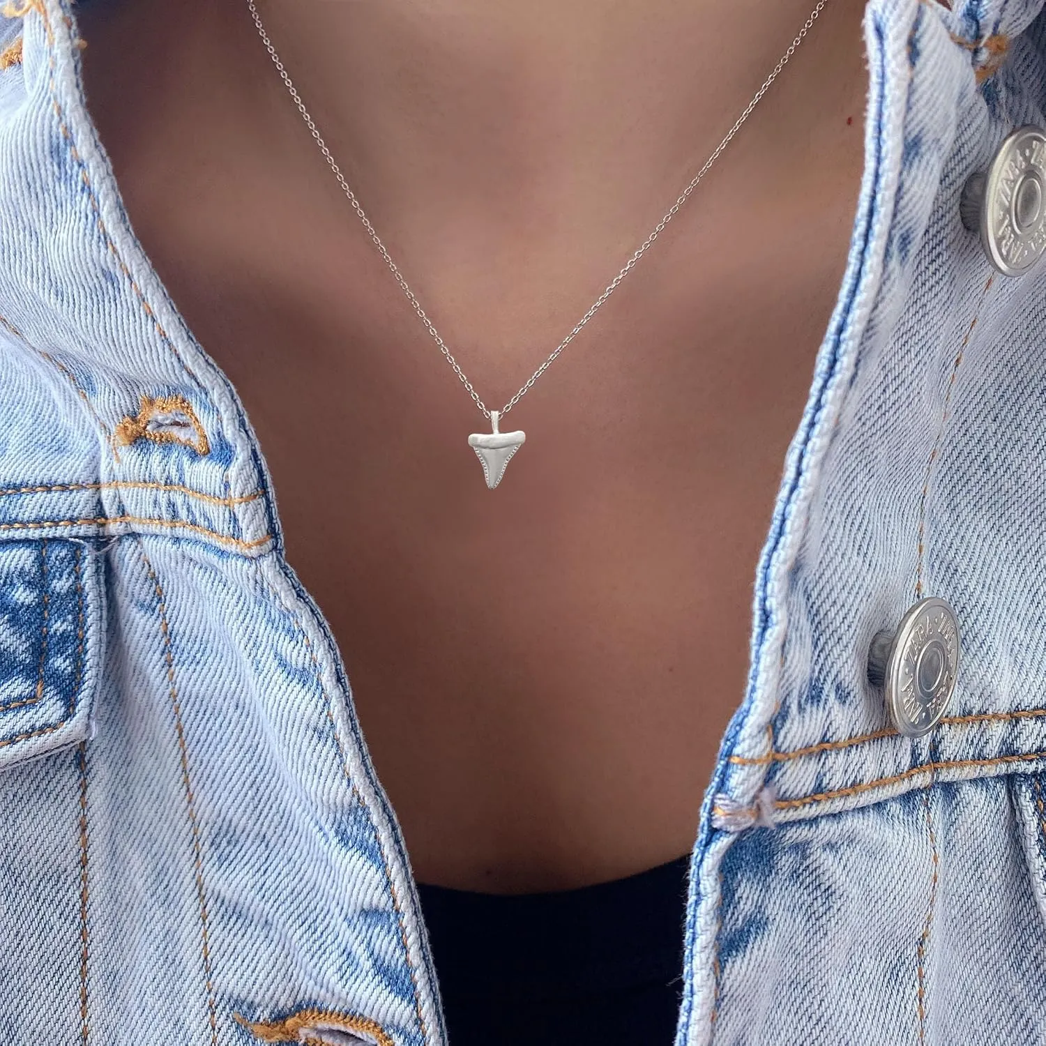 Beach Ocean Lover Necklace For Women, Beach Wave Whale tail Surfing Pendant Necklace 18K Gold Dipped Silver Dainty Beach Necklace (Gold, Shark Tooth)