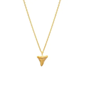 Beach Ocean Lover Necklace For Women, Beach Wave Whale tail Surfing Pendant Necklace 18K Gold Dipped Silver Dainty Beach Necklace (Gold, Shark Tooth)
