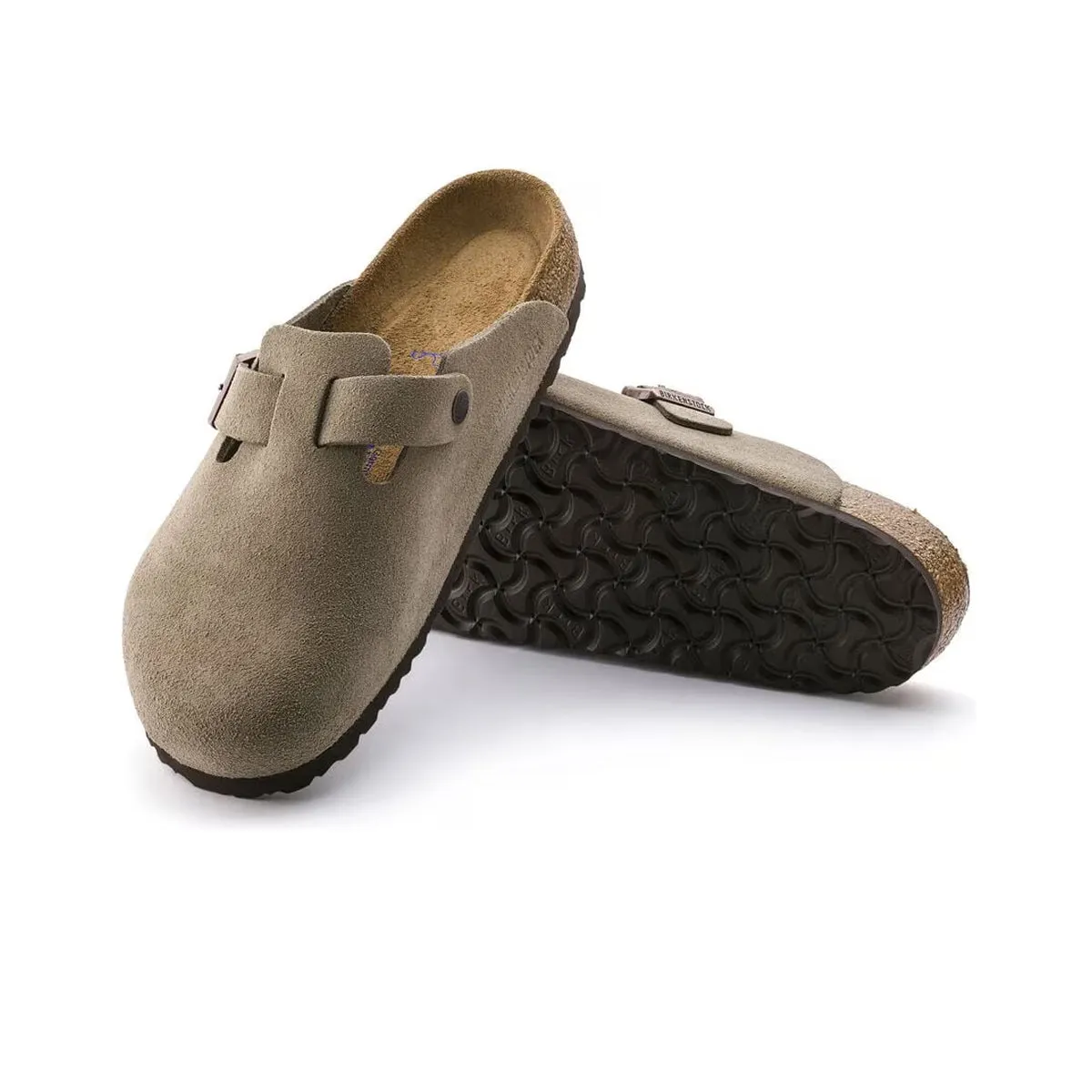 Birkenstock Unisex Boston Soft Footbed Suede Leather Clogs 0560773 Taupe, Narrow Width