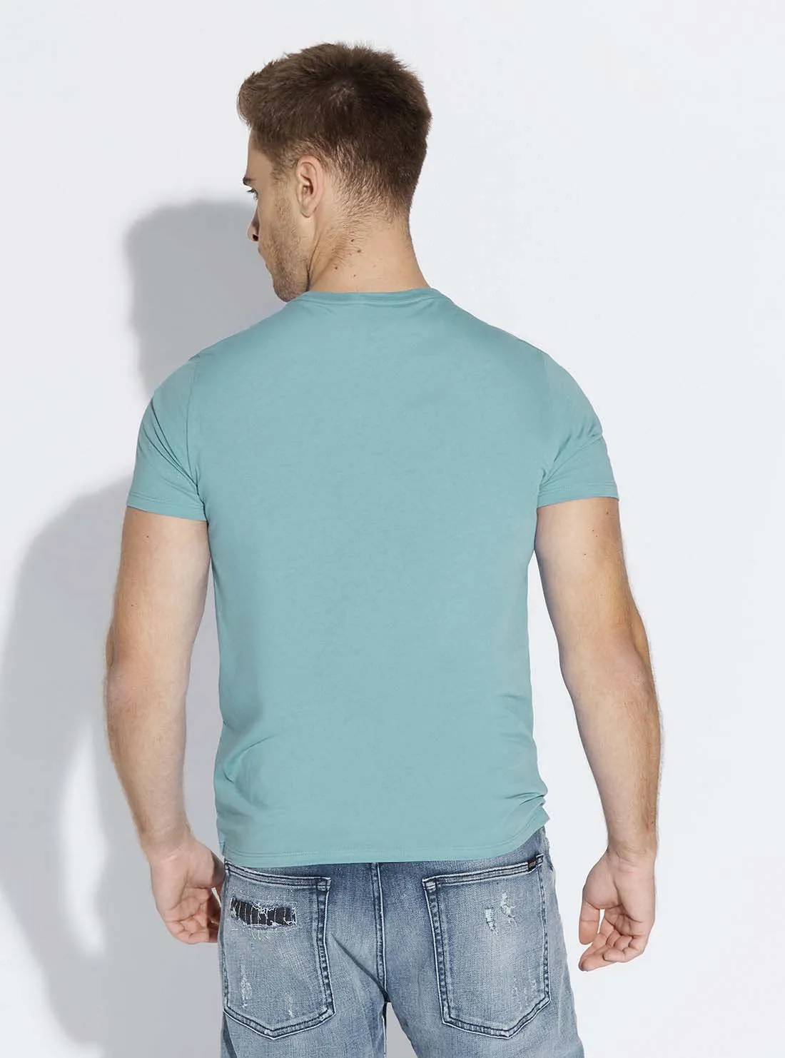 Blue Pima Logo Crew Neck Tee