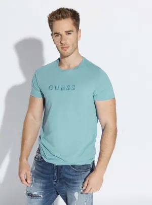 Blue Pima Logo Crew Neck Tee