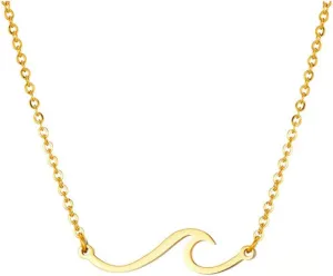 CSIYANJRY99 Gold Wave Necklace for Women Line Ocean Wave Pendant Necklace Hawaii Sea Beach Friendship Jewelry