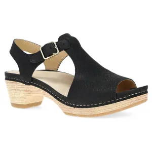 Dansko Laverne Black Milled Nubuck Sandal (Women's)