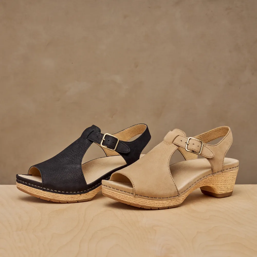 Dansko Laverne Black Milled Nubuck Sandal (Women's)