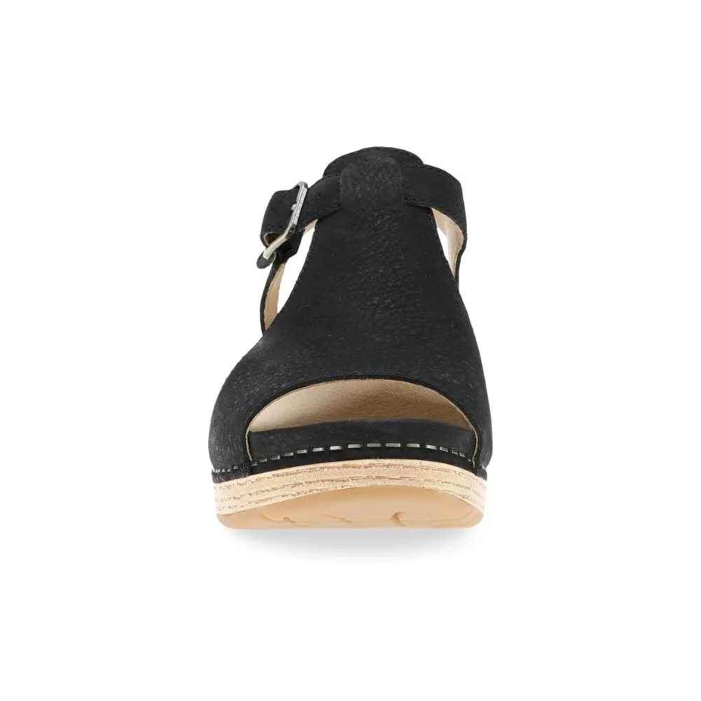 Dansko Laverne Black Milled Nubuck Sandal (Women's)