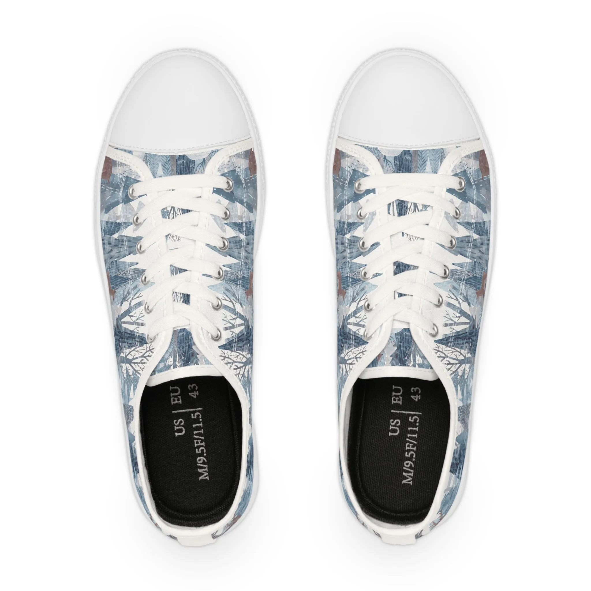 Deer Winter Trees Men's Low Top Sneakers