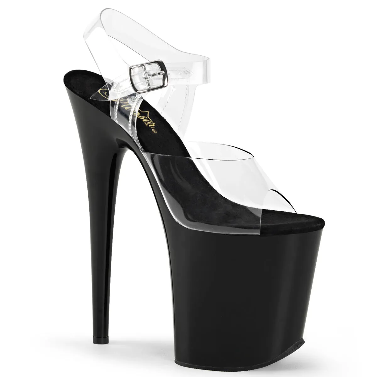 FLAMINGO-808 Clear Upper Black Platform Exotic Dancer Shoes