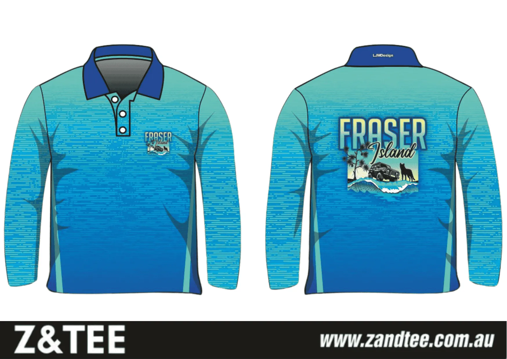 Fraser Island | Fraser Island (K'gari) Beach Wave Blue Fishing Shirt Pre-Order