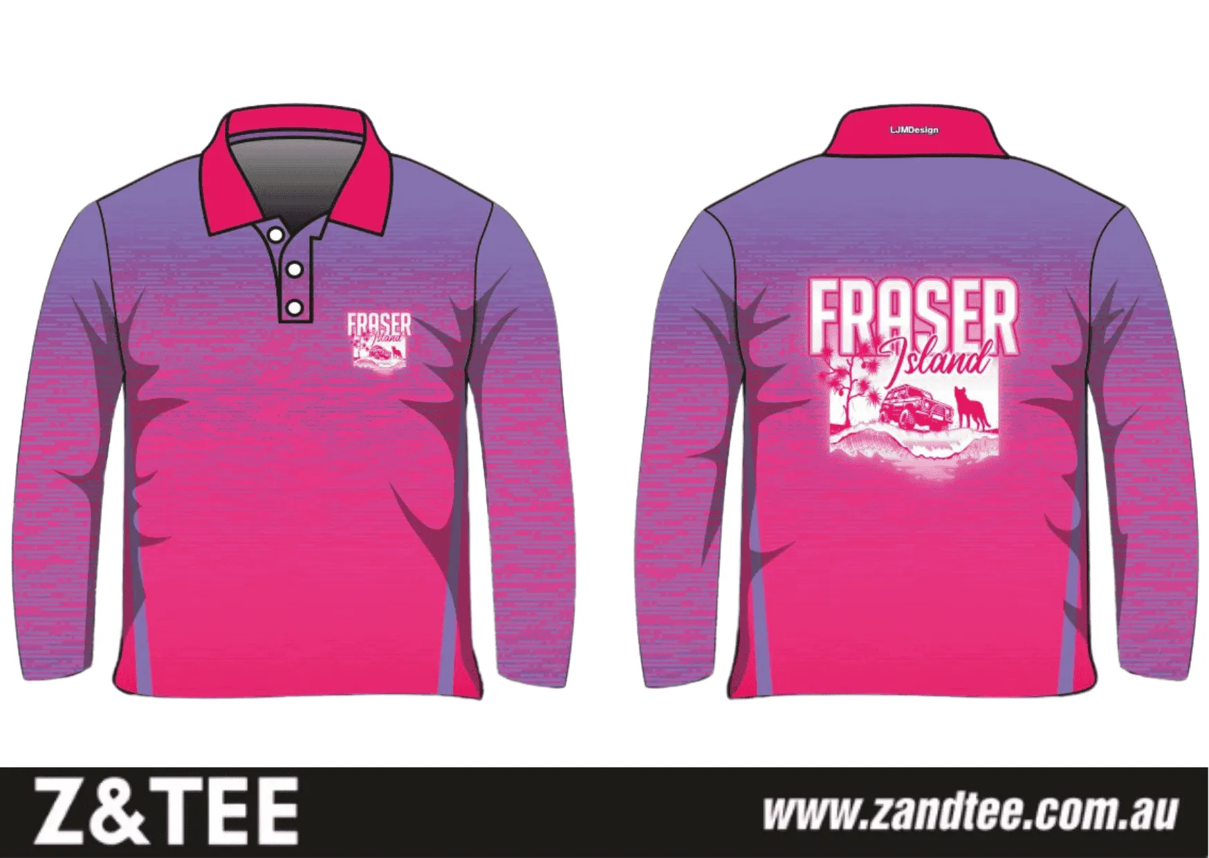 Fraser Island | Fraser Island (K'gari) Beach Wave Pink Fishing Shirt Pre-Order