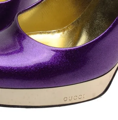 Iconic  Gucci - As Seen on the 2006 Runway Collection - Purple Sparkly Pumps with Gold Platform - US 8