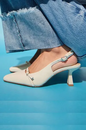 Kate Slingback Pumps in Bone Leather