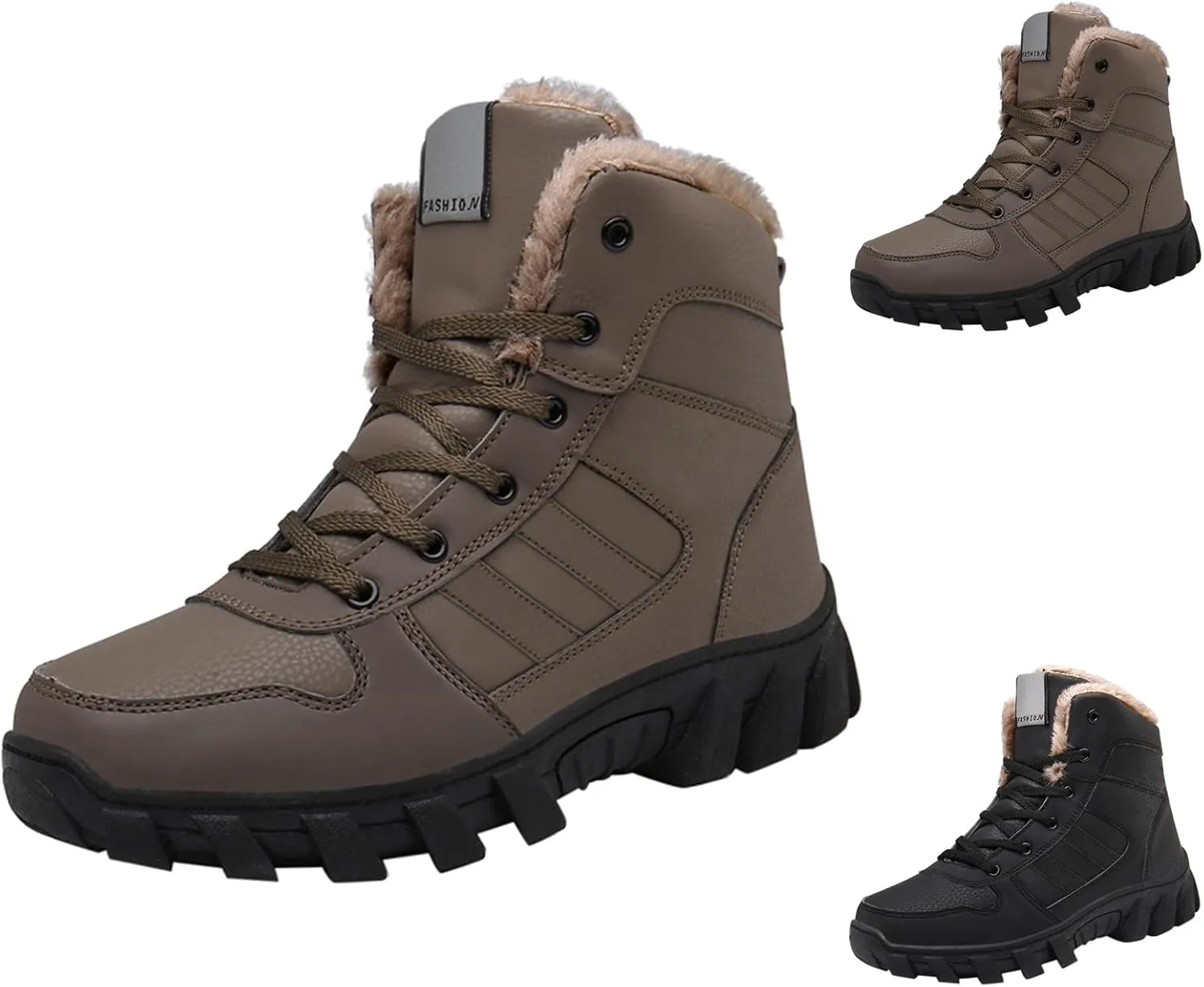 Men Work Boots Waterproof Hiking Sneakers Shoes with Fur Lined Women Safety Shoes Waterproof Waterproof Work Shoes Non-Slip Hike Grounded Footwear