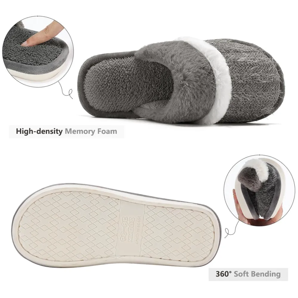 Mens Slippers Cozy Memory Foam Warm House Bedroom Shoes with Anti-Skid Sole Indoor and Outdoor Slippers for Women and Men Size 13 14 Dark Grey