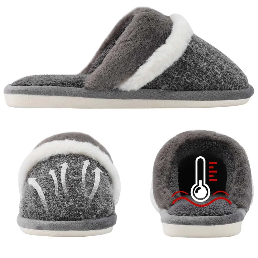 Mens Slippers Cozy Memory Foam Warm House Bedroom Shoes with Anti-Skid Sole Indoor and Outdoor Slippers for Women and Men Size 13 14 Dark Grey