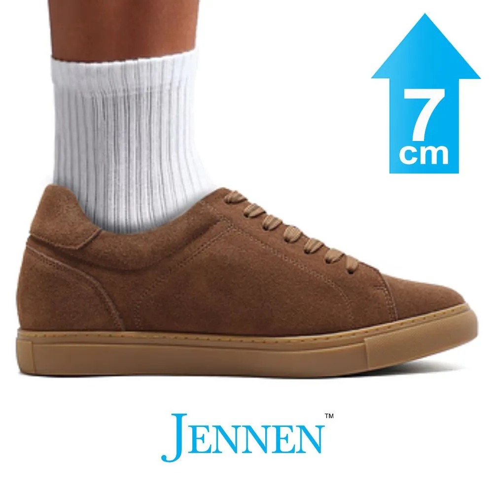Mr. Jackie 7cm | 2.8 inches Brown Taller Casual Suede Sneakers