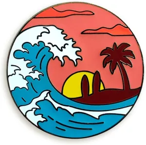 Pinsanity Sunset Beach Wave Enamel Lapel Pin
