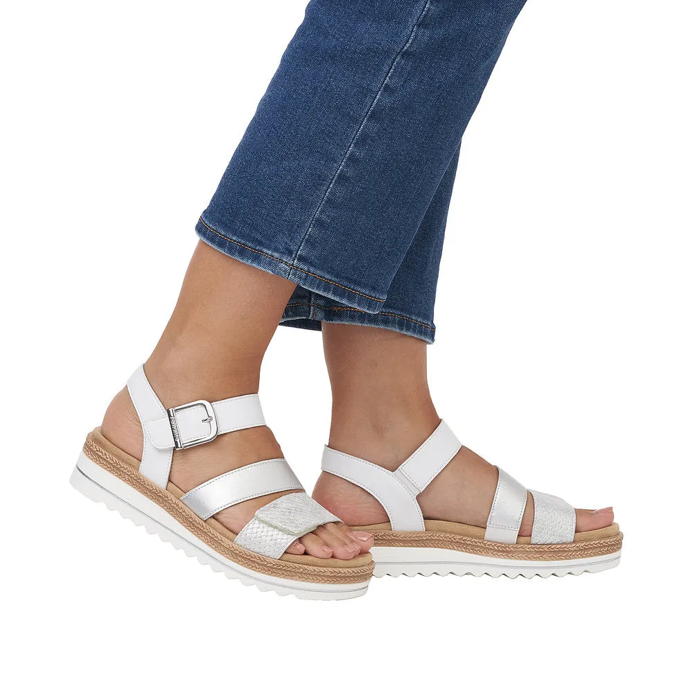Remonte D0Q55-90  Ladies White/Silver Touch Fastening Sandals