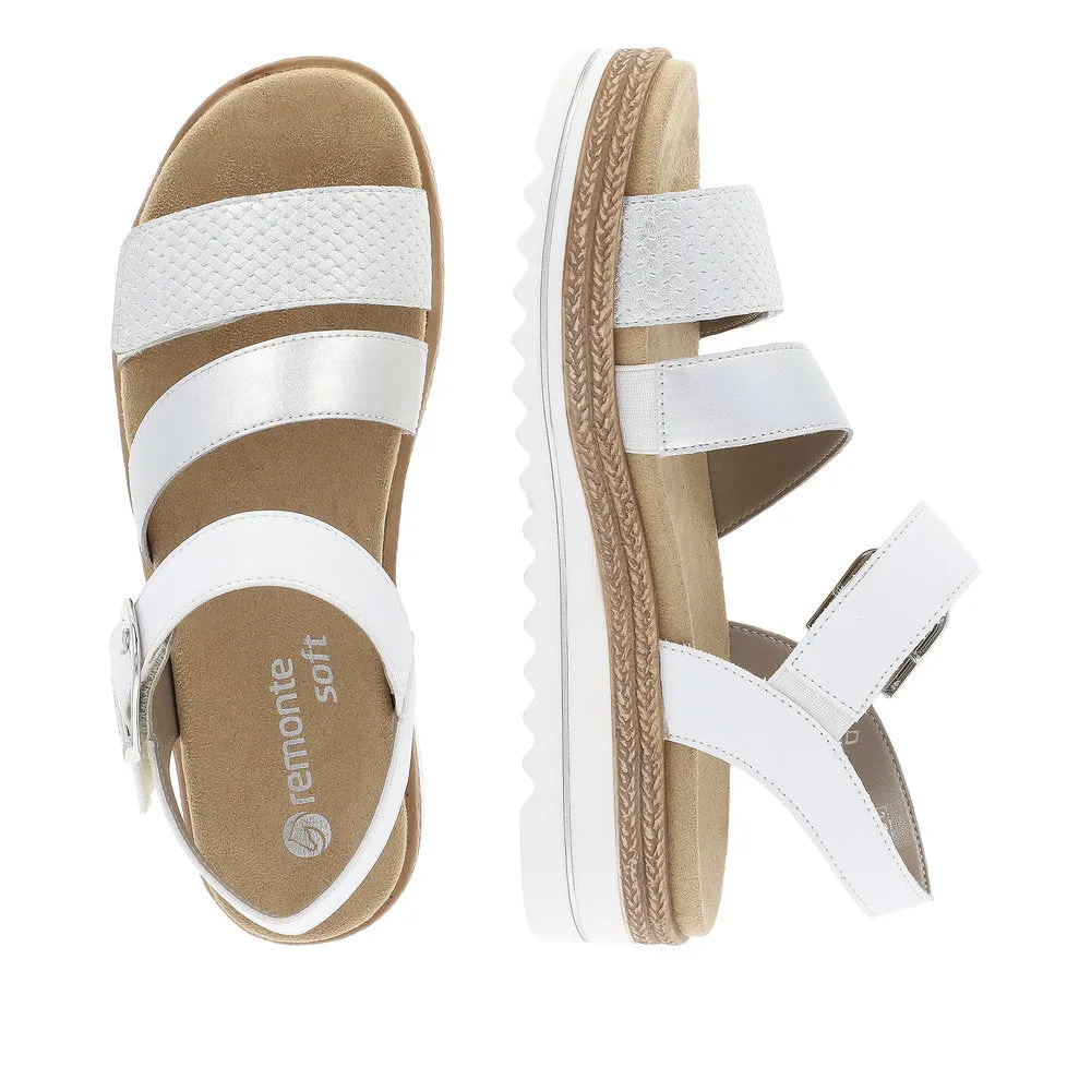Remonte D0Q55-90  Ladies White/Silver Touch Fastening Sandals