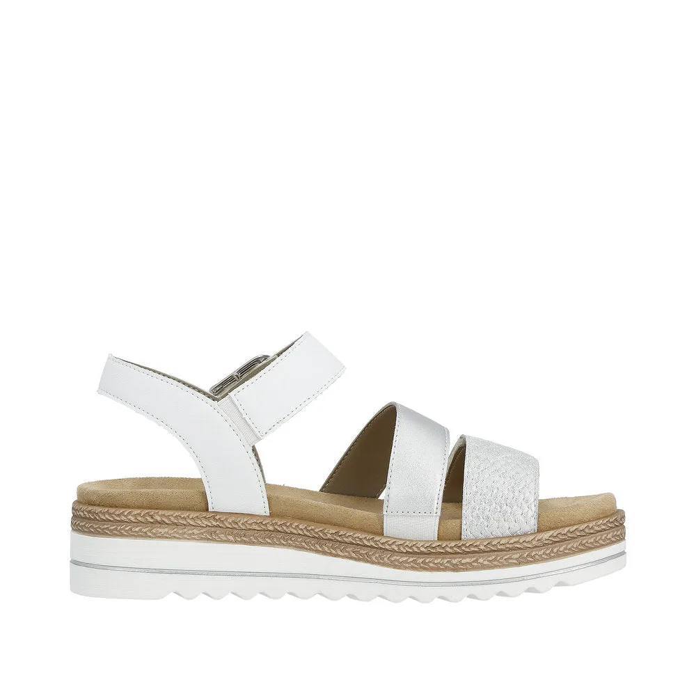 Remonte D0Q55-90  Ladies White/Silver Touch Fastening Sandals