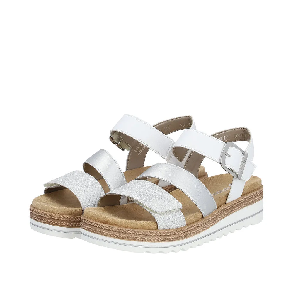 Remonte D0Q55-90  Ladies White/Silver Touch Fastening Sandals