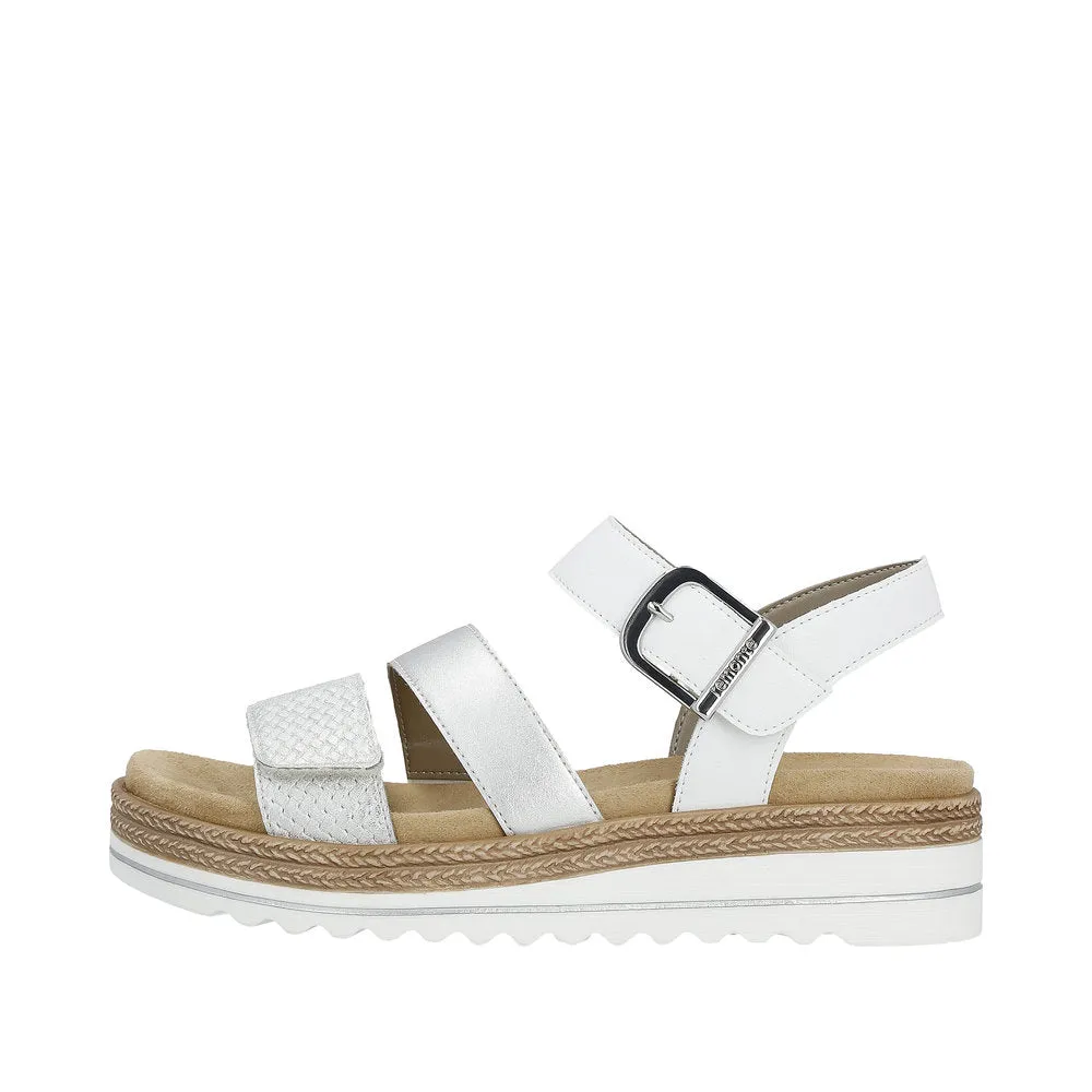 Remonte D0Q55-90  Ladies White/Silver Touch Fastening Sandals