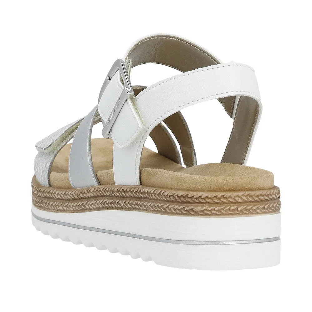 Remonte D0Q55-90  Ladies White/Silver Touch Fastening Sandals