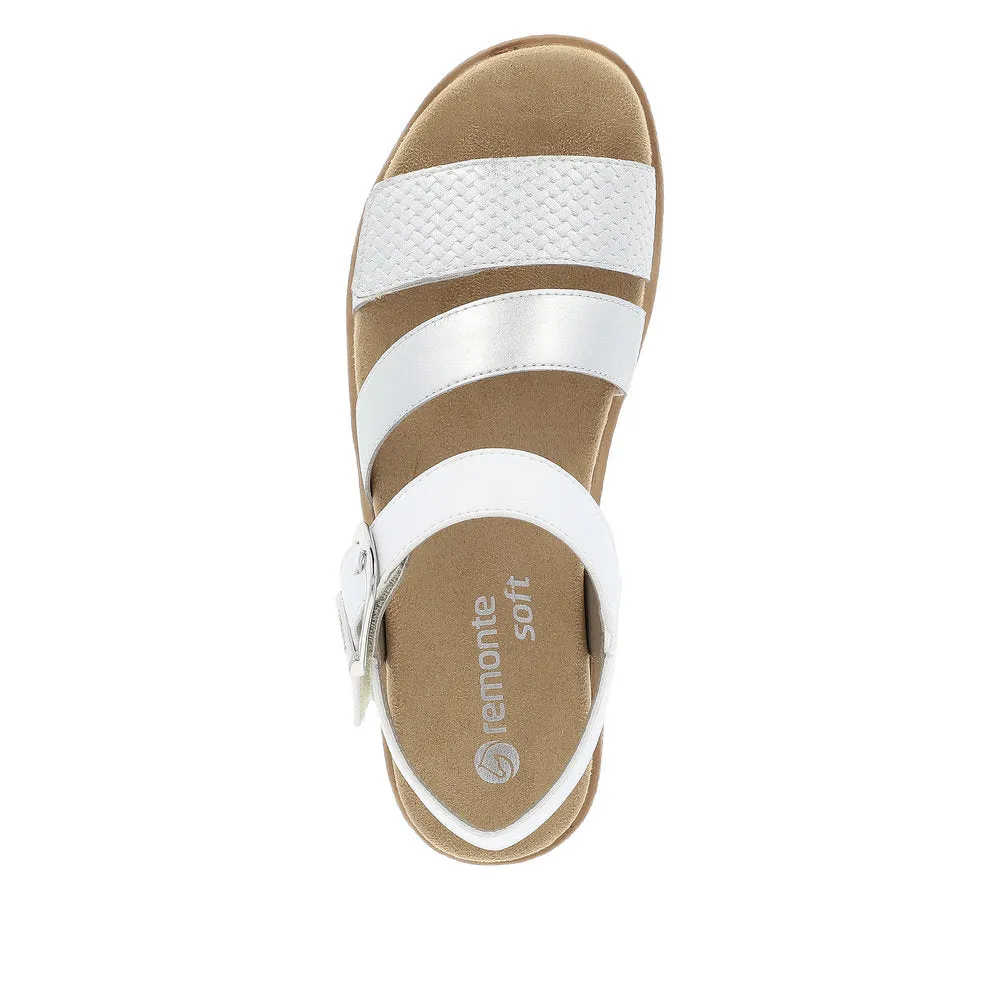 Remonte D0Q55-90  Ladies White/Silver Touch Fastening Sandals