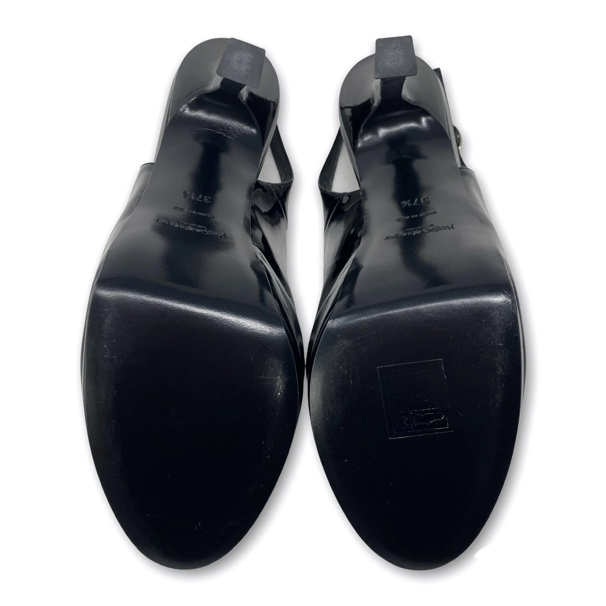 Saint Laurent Black Tribtoo Slingback Pumps 37.5