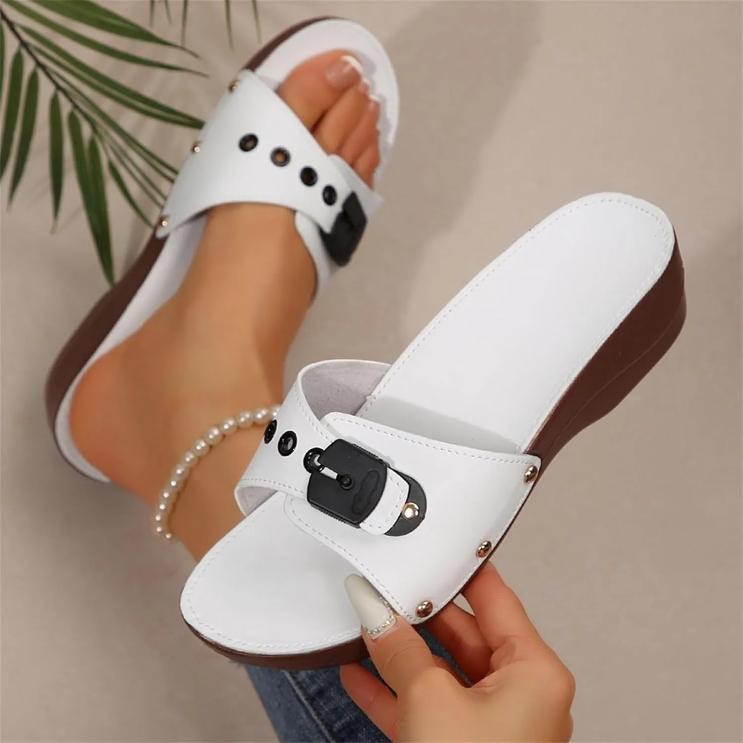 Sandals Wedge Shoes - Orthopedic Comfortable Arch Support Platform Sandals Wedge Summer Womens Slides Sandals Leather