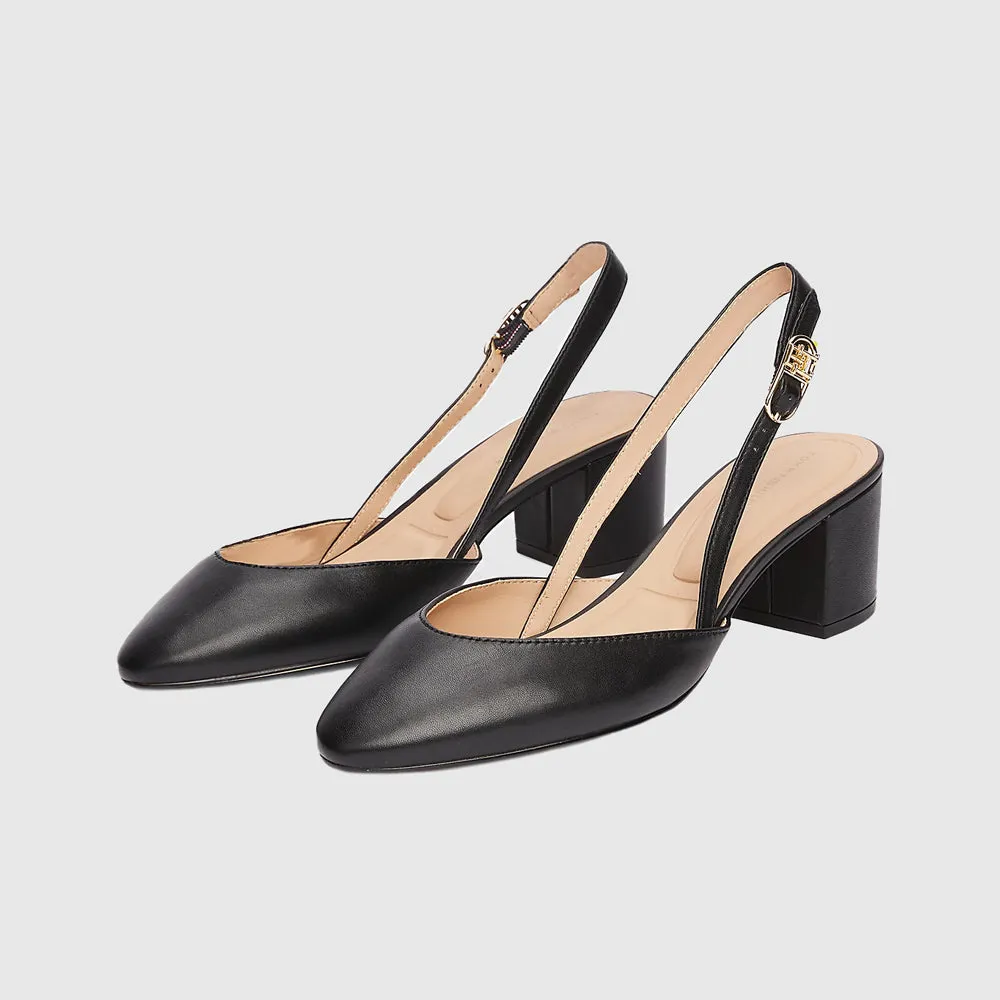 Slingback Leather Pump  - Black