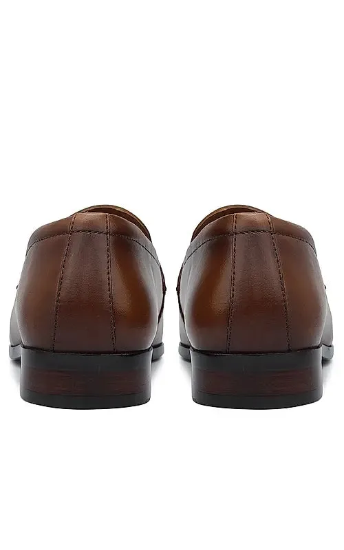 Tan Brogue Leather Loafers