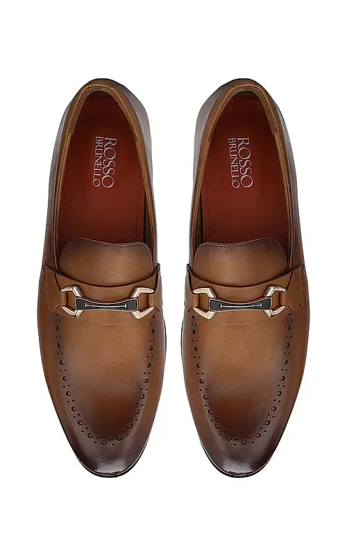 Tan Brogue Leather Loafers