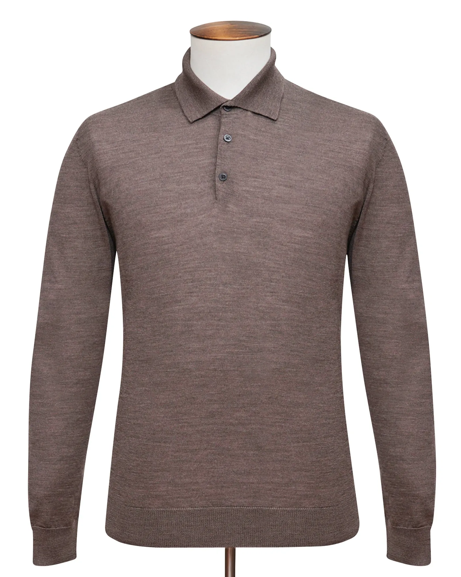 Taupe Melange Lightweight Merino Polo