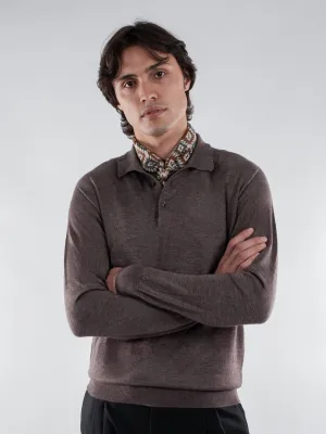 Taupe Melange Lightweight Merino Polo